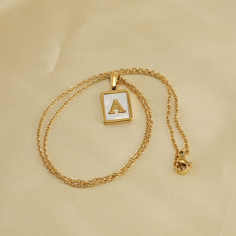 Wholesale Titanium Steel Shell Alphabet 18K Gold Necklace